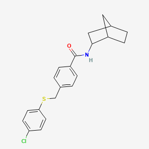 molecular formula C21H22ClNOS B3934511 N-(2-bicyclo[2.2.1]heptanyl)-4-[(4-chlorophenyl)sulfanylmethyl]benzamide 