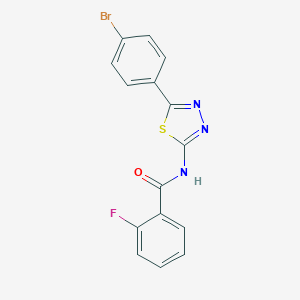 molecular formula C15H9BrFN3OS B393454 N-[5-(4-bromophenyl)-1,3,4-thiadiazol-2-yl]-2-fluorobenzamide 
