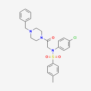 molecular formula C26H28ClN3O3S B3934563 N-[2-(4-benzylpiperazin-1-yl)-2-oxoethyl]-N-(4-chlorophenyl)-4-methylbenzenesulfonamide 