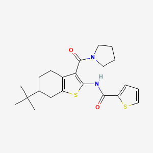 molecular formula C22H28N2O2S2 B3934591 N-[6-tert-butyl-3-(pyrrolidine-1-carbonyl)-4,5,6,7-tetrahydro-1-benzothiophen-2-yl]thiophene-2-carboxamide 