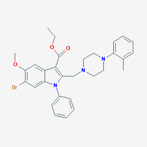 molecular formula C30H32BrN3O3 B393463 ethyl 6-bromo-5-methoxy-2-{[4-(2-methylphenyl)piperazin-1-yl]methyl}-1-phenyl-1H-indole-3-carboxylate 