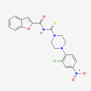 molecular formula C20H17ClN4O4S B3934685 N-[4-(2-chloro-4-nitrophenyl)piperazine-1-carbothioyl]-1-benzofuran-2-carboxamide 