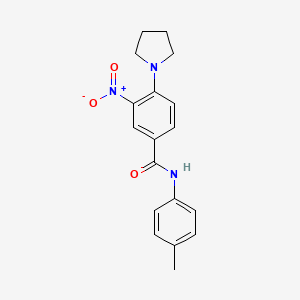 molecular formula C18H19N3O3 B3934693 N-(4-methylphenyl)-3-nitro-4-pyrrolidin-1-ylbenzamide 