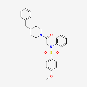 molecular formula C27H30N2O4S B3934746 N-[2-(4-benzylpiperidin-1-yl)-2-oxoethyl]-4-methoxy-N-phenylbenzenesulfonamide 