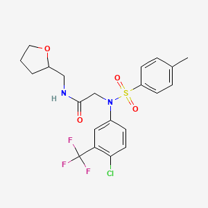 molecular formula C21H22ClF3N2O4S B3934824 N~2~-[4-chloro-3-(trifluoromethyl)phenyl]-N~2~-[(4-methylphenyl)sulfonyl]-N-(tetrahydrofuran-2-ylmethyl)glycinamide 