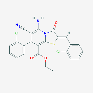 molecular formula C24H17Cl2N3O3S B393487 ethyl (2Z)-5-amino-7-(2-chlorophenyl)-2-[(2-chlorophenyl)methylidene]-6-cyano-3-oxo-7H-[1,3]thiazolo[3,2-a]pyridine-8-carboxylate CAS No. 330158-77-5