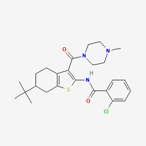molecular formula C25H32ClN3O2S B3934908 N-[6-tert-butyl-3-(4-methylpiperazine-1-carbonyl)-4,5,6,7-tetrahydro-1-benzothiophen-2-yl]-2-chlorobenzamide 