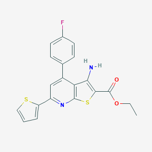 molecular formula C20H15FN2O2S2 B393511 Ethyl 3-amino-4-(4-fluorophenyl)-6-(2-thienyl)thieno[2,3-b]pyridine-2-carboxylate CAS No. 316360-63-1