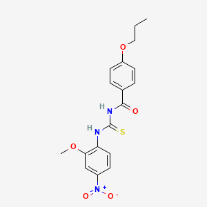 molecular formula C18H19N3O5S B3935149 N-[(2-methoxy-4-nitrophenyl)carbamothioyl]-4-propoxybenzamide 