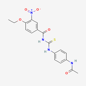 molecular formula C18H18N4O5S B3935270 N-{[4-(acetylamino)phenyl]carbamothioyl}-4-ethoxy-3-nitrobenzamide 