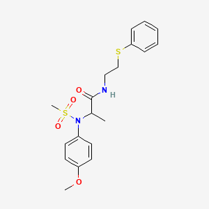 molecular formula C19H24N2O4S2 B3935441 N~2~-(4-methoxyphenyl)-N~2~-(methylsulfonyl)-N-[2-(phenylsulfanyl)ethyl]alaninamide 