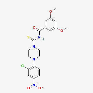 molecular formula C20H21ClN4O5S B3935509 N-{[4-(2-chloro-4-nitrophenyl)piperazin-1-yl]carbonothioyl}-3,5-dimethoxybenzamide 