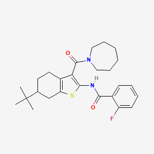 molecular formula C26H33FN2O2S B3935539 N-[3-(azepane-1-carbonyl)-6-tert-butyl-4,5,6,7-tetrahydro-1-benzothiophen-2-yl]-2-fluorobenzamide 
