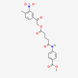 molecular formula C22H22N2O8 B3935629 METHYL 4-{5-[2-(4-METHYL-3-NITROPHENYL)-2-OXOETHOXY]-5-OXOPENTANAMIDO}BENZOATE 