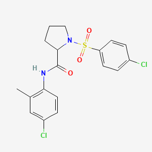 molecular formula C18H18Cl2N2O3S B3935677 N-(4-chloro-2-methylphenyl)-1-(4-chlorophenyl)sulfonylpyrrolidine-2-carboxamide 