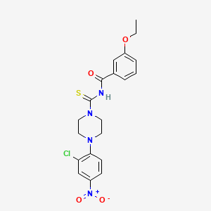 molecular formula C20H21ClN4O4S B3935687 N-{[4-(2-chloro-4-nitrophenyl)piperazin-1-yl]carbonothioyl}-3-ethoxybenzamide 