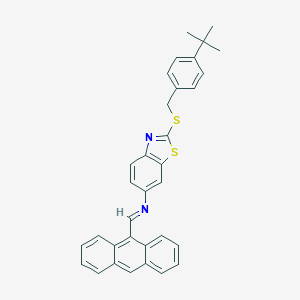 molecular formula C33H28N2S2 B393576 N-(9-anthrylmethylene)-N-{2-[(4-tert-butylbenzyl)sulfanyl]-1,3-benzothiazol-6-yl}amine 