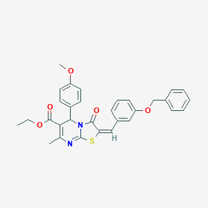 molecular formula C31H28N2O5S B393589 ethyl 2-[3-(benzyloxy)benzylidene]-5-(4-methoxyphenyl)-7-methyl-3-oxo-2,3-dihydro-5H-[1,3]thiazolo[3,2-a]pyrimidine-6-carboxylate 