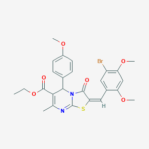 molecular formula C26H25BrN2O6S B393596 ethyl 2-(5-bromo-2,4-dimethoxybenzylidene)-5-(4-methoxyphenyl)-7-methyl-3-oxo-2,3-dihydro-5H-[1,3]thiazolo[3,2-a]pyrimidine-6-carboxylate 