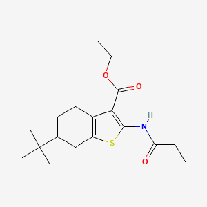 molecular formula C18H27NO3S B3935964 ETHYL 6-TERT-BUTYL-2-PROPANAMIDO-4,5,6,7-TETRAHYDRO-1-BENZOTHIOPHENE-3-CARBOXYLATE 