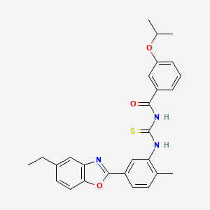 molecular formula C27H27N3O3S B3936015 N-{[5-(5-ethyl-1,3-benzoxazol-2-yl)-2-methylphenyl]carbamothioyl}-3-(propan-2-yloxy)benzamide 