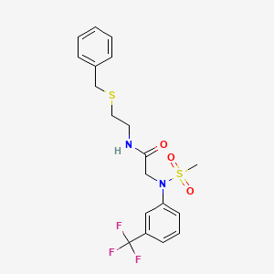 molecular formula C19H21F3N2O3S2 B3936129 N-(2-benzylsulfanylethyl)-2-[N-methylsulfonyl-3-(trifluoromethyl)anilino]acetamide 