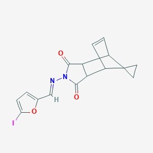 2-{[(E)-(5-iodofuran-2-yl)methylidene]amino}-3a,4,7,7a-tetrahydro-1H-spiro[2-aza-4,7-methanoisoindole-8,1'-cyclopropane]-1,3(2H)-dione
