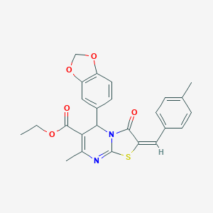ethyl 5-(1,3-benzodioxol-5-yl)-7-methyl-2-(4-methylbenzylidene)-3-oxo-2,3-dihydro-5H-[1,3]thiazolo[3,2-a]pyrimidine-6-carboxylate