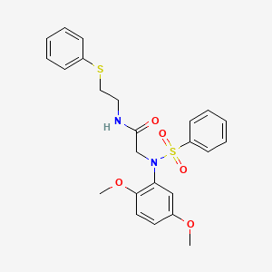 molecular formula C24H26N2O5S2 B3936190 N~2~-(2,5-dimethoxyphenyl)-N-[2-(phenylsulfanyl)ethyl]-N~2~-(phenylsulfonyl)glycinamide 