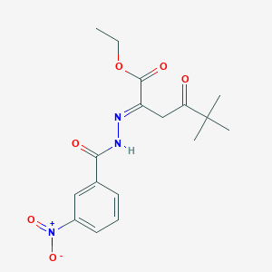 Ethyl 2-({3-nitrobenzoyl}hydrazono)-5,5-dimethyl-4-oxohexanoate