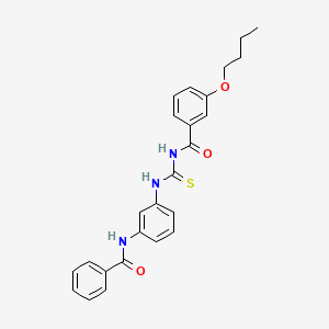 molecular formula C25H25N3O3S B3936232 3-butoxy-N-({3-[(phenylcarbonyl)amino]phenyl}carbamothioyl)benzamide 