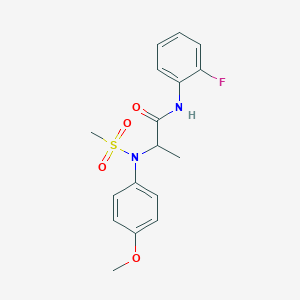 molecular formula C17H19FN2O4S B3936255 N-(2-fluorophenyl)-N~2~-(4-methoxyphenyl)-N~2~-(methylsulfonyl)alaninamide 