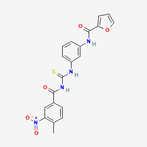molecular formula C20H16N4O5S B3936290 N-[3-({[(4-methyl-3-nitrophenyl)carbonyl]carbamothioyl}amino)phenyl]furan-2-carboxamide 