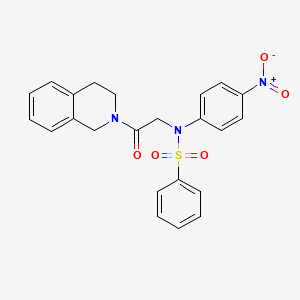 molecular formula C23H21N3O5S B3936300 N-[2-(3,4-dihydro-1H-isoquinolin-2-yl)-2-oxoethyl]-N-(4-nitrophenyl)benzenesulfonamide 