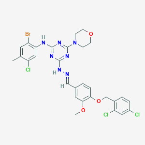 4-[(2,4-Dichlorobenzyl)oxy]-3-methoxybenzaldehyde [4-(2-bromo-5-chloro-4-methylanilino)-6-(4-morpholinyl)-1,3,5-triazin-2-yl]hydrazone