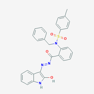 molecular formula C29H24N4O4S B393642 N-benzyl-4-methyl-N-(2-{[2-(2-oxo-1,2-dihydro-3H-indol-3-ylidene)hydrazino]carbonyl}phenyl)benzenesulfonamide 