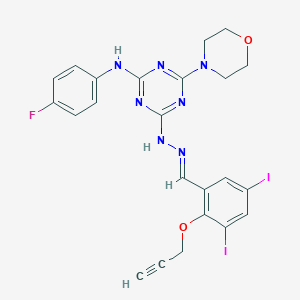 3,5-Diiodo-2-(2-propynyloxy)benzaldehyde [4-(4-fluoroanilino)-6-(4-morpholinyl)-1,3,5-triazin-2-yl]hydrazone