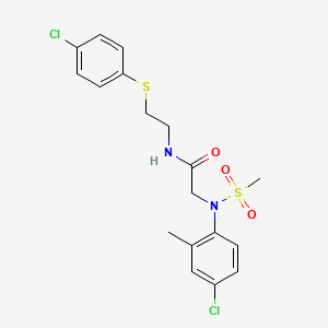 molecular formula C18H20Cl2N2O3S2 B3936495 N~2~-(4-chloro-2-methylphenyl)-N~1~-{2-[(4-chlorophenyl)thio]ethyl}-N~2~-(methylsulfonyl)glycinamide 