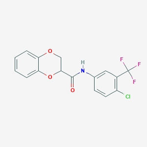 molecular formula C16H11ClF3NO3 B3936533 N-[4-chloro-3-(trifluoromethyl)phenyl]-2,3-dihydro-1,4-benzodioxine-3-carboxamide 