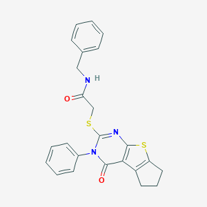 N-benzyl-2-[(4-oxo-3-phenyl-3,5,6,7-tetrahydro-4H-cyclopenta[4,5]thieno[2,3-d]pyrimidin-2-yl)sulfanyl]acetamide