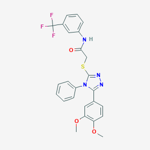 2-[[5-(3,4-dimethoxyphenyl)-4-phenyl-1,2,4-triazol-3-yl]sulfanyl]-N-[3-(trifluoromethyl)phenyl]acetamide