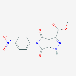 molecular formula C14H12N4O6 B393656 Methyl 5-{4-nitrophenyl}-6a-methyl-4,6-dioxo-1,3a,4,5,6,6a-hexahydropyrrolo[3,4-c]pyrazole-3-carboxylate 