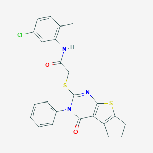 N-(5-chloro-2-methylphenyl)-2-[(4-oxo-3-phenyl-3,5,6,7-tetrahydro-4H-cyclopenta[4,5]thieno[2,3-d]pyrimidin-2-yl)sulfanyl]acetamide