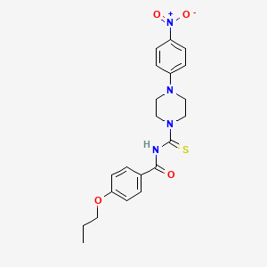 molecular formula C21H24N4O4S B3936634 N-{[4-(4-nitrophenyl)piperazin-1-yl]carbonothioyl}-4-propoxybenzamide 