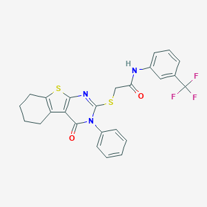 2-[(4-oxo-3-phenyl-3,4,5,6,7,8-hexahydro[1]benzothieno[2,3-d]pyrimidin-2-yl)sulfanyl]-N-[3-(trifluoromethyl)phenyl]acetamide