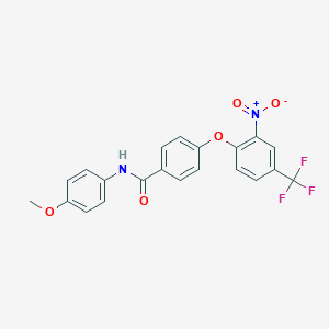 molecular formula C21H15F3N2O5 B393668 N-(4-methoxyphenyl)-4-[2-nitro-4-(trifluoromethyl)phenoxy]benzamide 