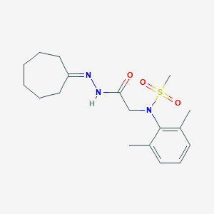 molecular formula C18H27N3O3S B393677 N-[(N'-CYCLOHEPTYLIDENEHYDRAZINECARBONYL)METHYL]-N-(2,6-DIMETHYLPHENYL)METHANESULFONAMIDE 