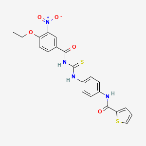 molecular formula C21H18N4O5S2 B3936871 N-[4-({[(4-ethoxy-3-nitrophenyl)carbonyl]carbamothioyl}amino)phenyl]thiophene-2-carboxamide 