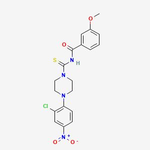 molecular formula C19H19ClN4O4S B3936917 N-{[4-(2-chloro-4-nitrophenyl)piperazin-1-yl]carbonothioyl}-3-methoxybenzamide 