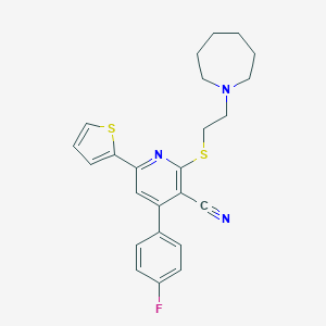 2-{[2-(1-Azepanyl)ethyl]sulfanyl}-4-(4-fluorophenyl)-6-(2-thienyl)nicotinonitrile